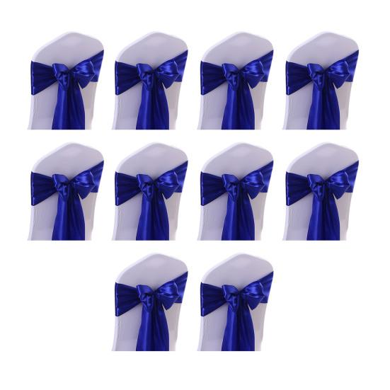10Pcs Chair Back Flower Satin Chair Tie Bow DIY Bow Tying Banquets Parties Weddings Decoration Chair Styling Accessories