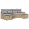 Ensemble de canapés de jardin 6 pièces avec coussins Beige Poly Rotin, Canapé de jardin 2 places avec rangement &amp; coussins 3360351