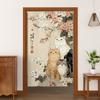 Japanese Style Noren Door Curtains Cute Cat Cherry Blossom Bird Patterns Polyester Doorway Kitchen Entrance Half Curtain For Cooking Area Made Of