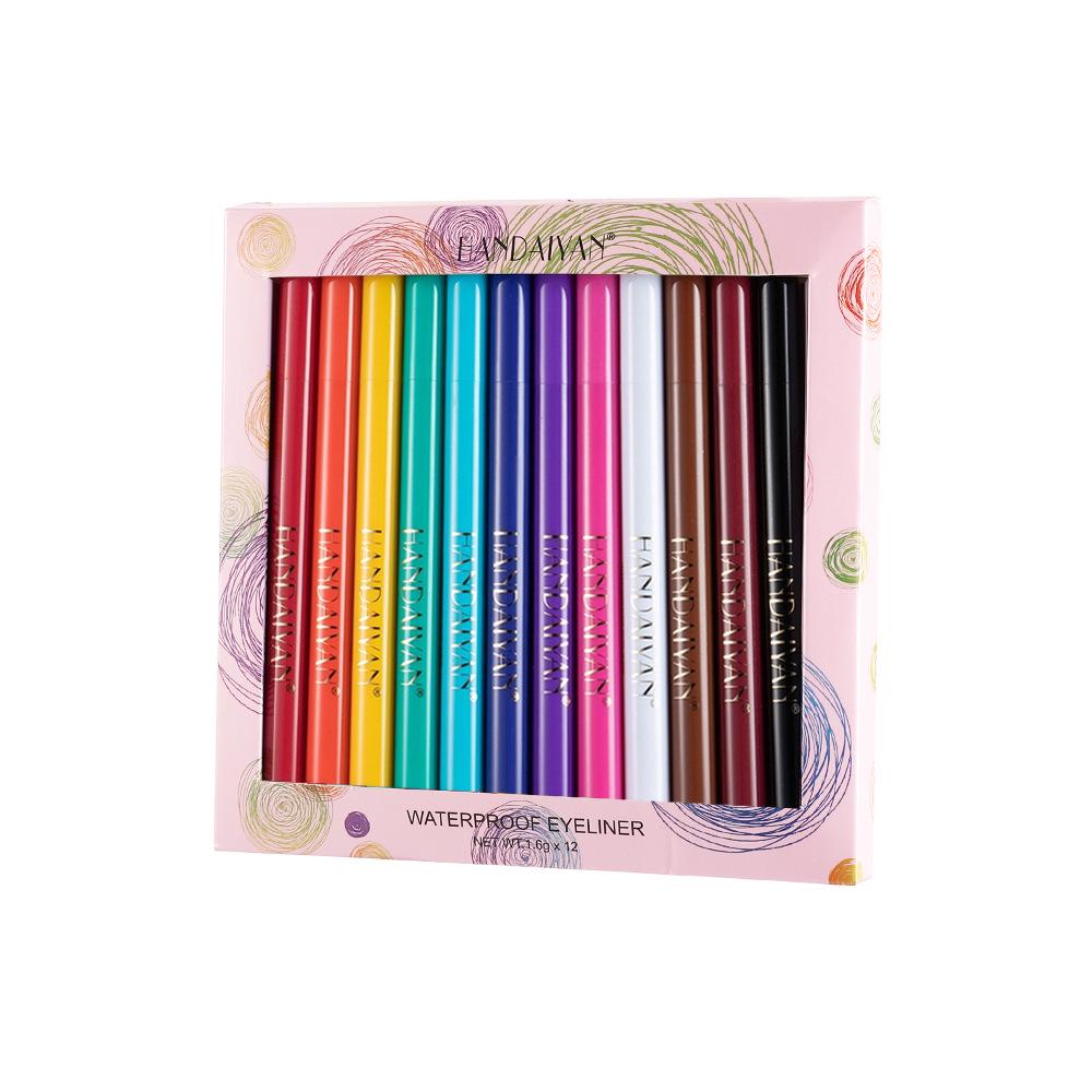 Handaiyan 12-teiliges schnelltrocknendes, wischfestes mattes farbiges Flüssig-Eyeliner-Set