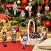 12Pcs Nutcracker Wooden Decorative Set - New Year Christmas Gift, Party Decoration And Home Decor Xmas Tree Hanging Ornament