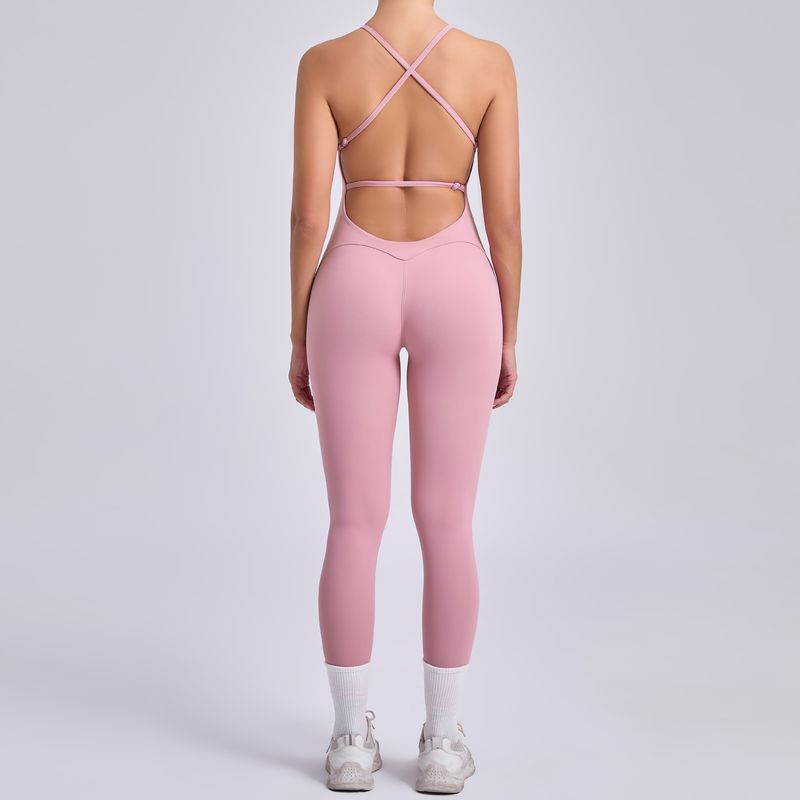 

Bombshell Jumpsuit Super Model Jumpsuit Slimming Hip Daily Fitness One-Piece One-Piece Yoga Clothes Women Medium Rose Powder L