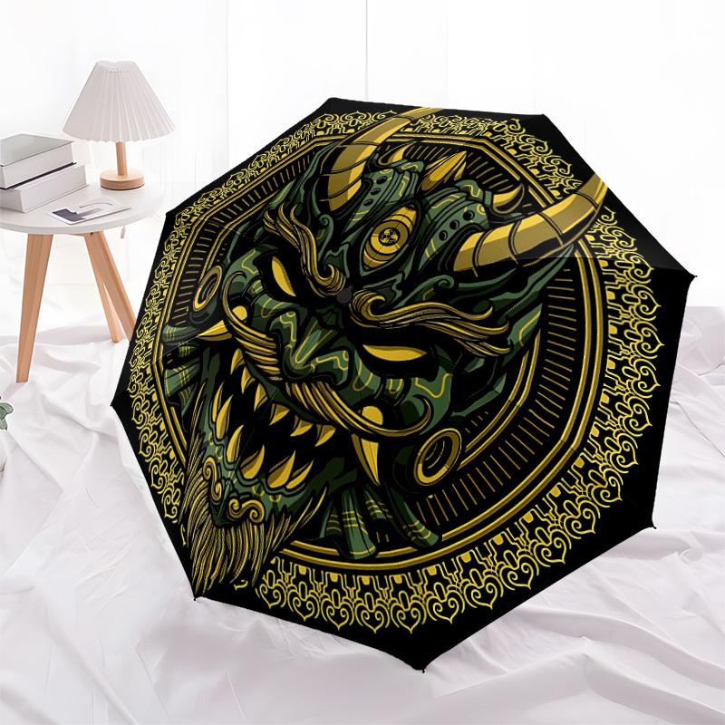 1pc Demon Mask Automatic Open/close Folding Umbrella, Compact Portable Travel Umbrella, Perfect Birthday/Christmas yy250807127