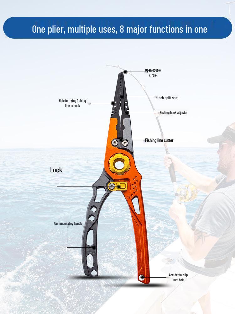 Aluminum Alloy Multi-functional Fishing Pliers Set with Lure Hook Remover