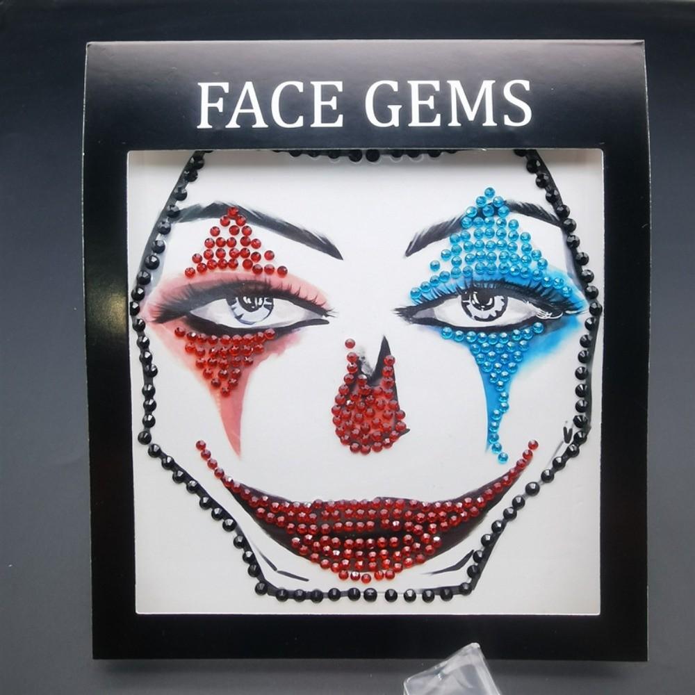 3D Resin Face Rhinestone Sticker Shiny Jewelry Face Sticker Halloween Fake Tattoo  Body Art