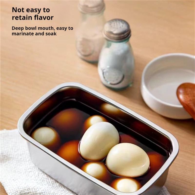 Stainless Steel Rectangular Container for Leftover Stackable Food Storage Bowl with Lid Multipurpose Lunch Holder