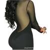 2025 Women's V-neck Long Sleeve Semi-transparent Mesh Mini Evening Dress