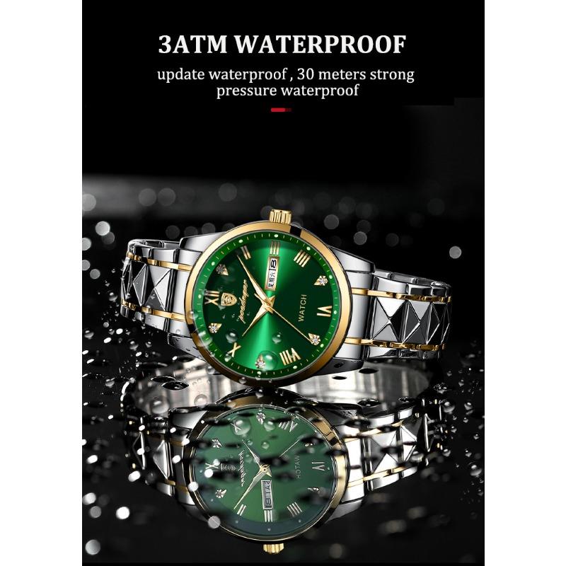 POEDAGAR Top-Marke Luxus Mode Grüne Zifferblatt Uhr Herren Wasserdicht Leuchtend Wochentag Datum Uhr Sportuhren Quarz Armbanduhr