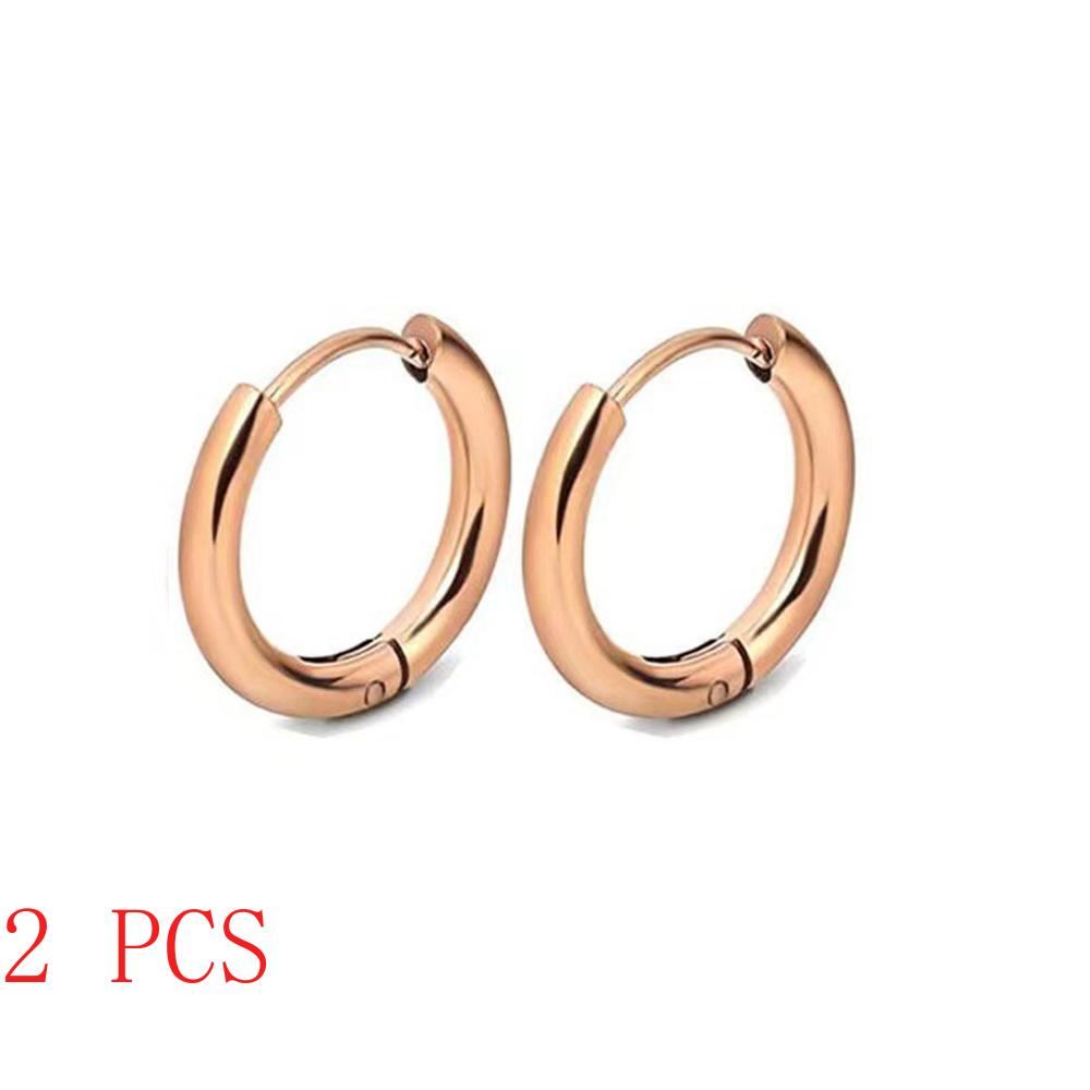 2 PCS Small Hoop Earrings Silver Color Stainles Steel Round Pendientes Anti-allergy for Women Men 2025 Fashion Jewelry Gifts