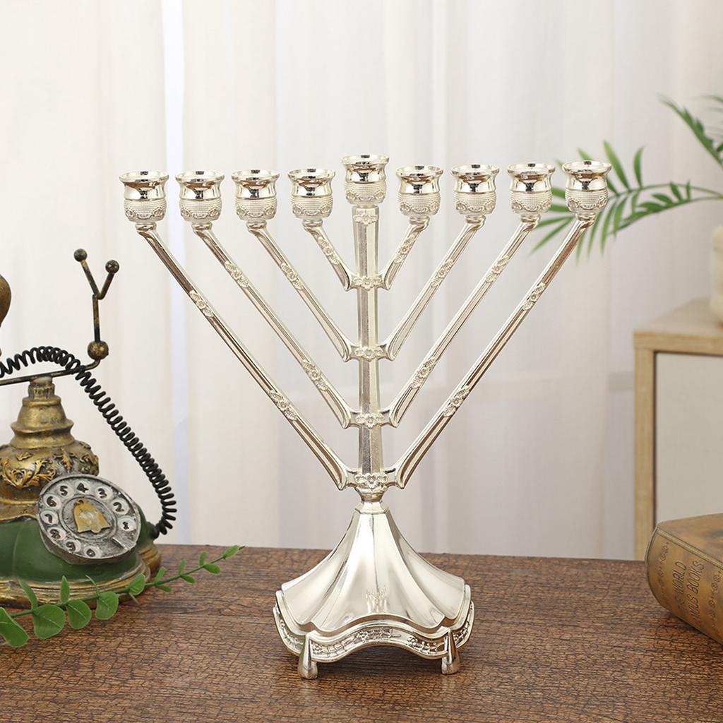 9 Branch Candle Holder 9 Head Candlestick Stand for for Hanukkah Menorah Candelabrum Christmas Party Wedding Celebration Decor