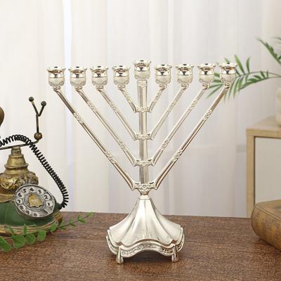 9 Branch Candle Holder 9 Head Candlestick Stand for for Hanukkah Menorah Candelabrum Christmas Party Wedding Celebration Decor