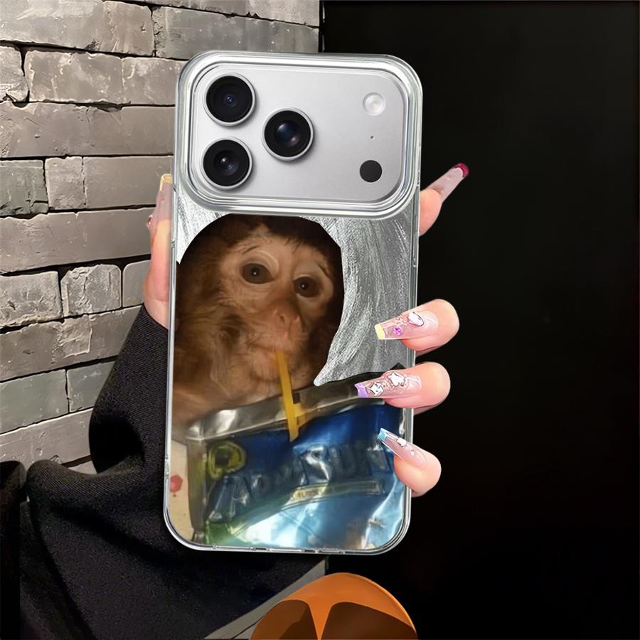 Soft Shell Case for Apple iPhone 16 15 Air 13 Pro 14 12 11 17 pro max 16e 14 Plus Monkey Drink Trend