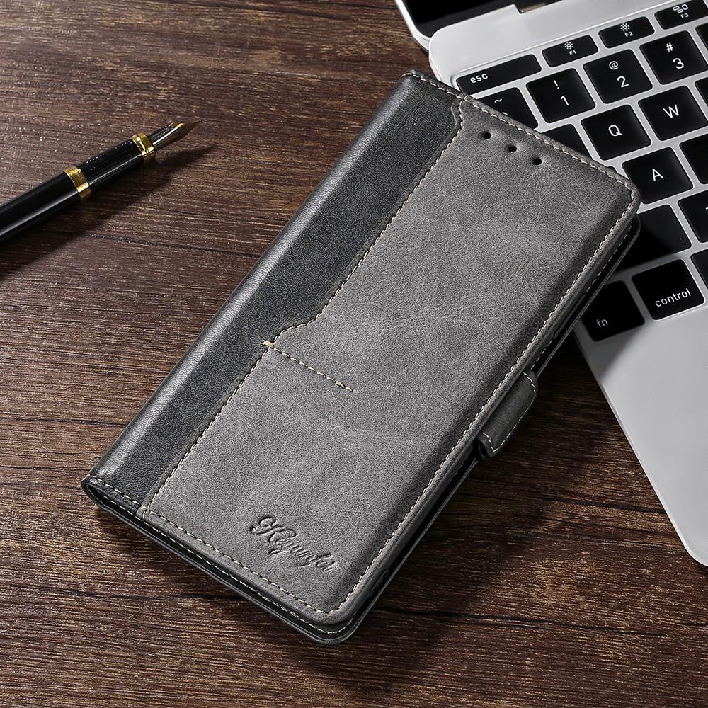

Shockproof Leather Wallet Flip Case for Fujitsu ARROWS BE4 and Kyocera Basio4 Phones Kyocera Digno SX4 5G серый/чёрный