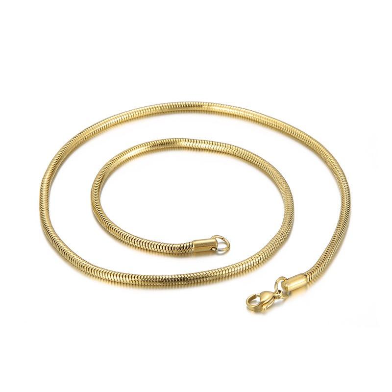 Trendy Simple Electroplated Titanium Steel Men's and Women's Round Snake Bone Necklace
