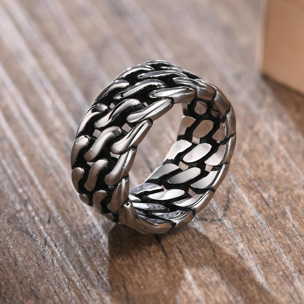 10mm Roestvrij Staal Gedraaide Cubaanse Ketting Trouwringen Ringen voor Mannen, Rock Punk Mannelijke Jongens Kerstcadeaus Sieraden