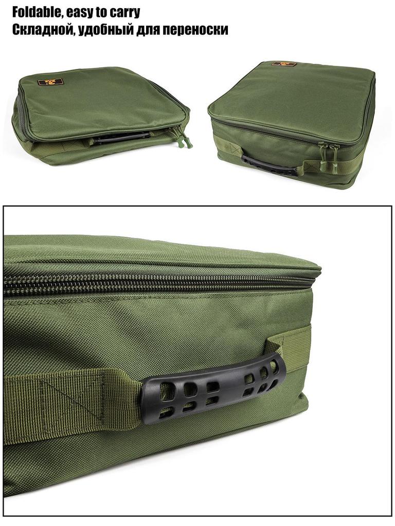 W.P.E Carp Reel Tackle Bag - Splashproof 37x37x15cm Fishing Handbag for Accessories