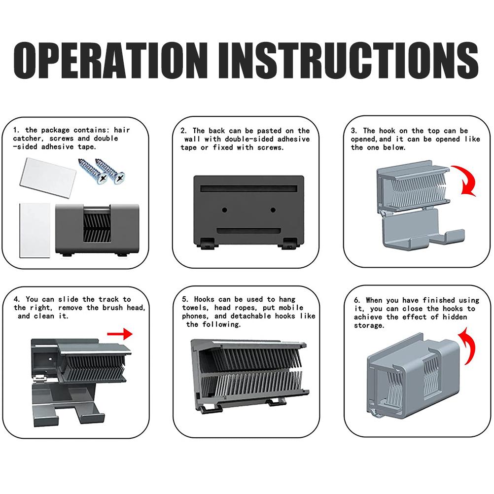 Hair Catcher Shower Wall Detachable Hair Collector Wall Mount Hair Trap for Shower Drain Hair