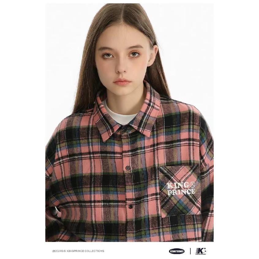 Early Spring American Retro Black Pink Plaid Shirt Coat Female Spring and Autumn Male Potato Starch Plaid Long Sleeve Shirt Male Pink Grid