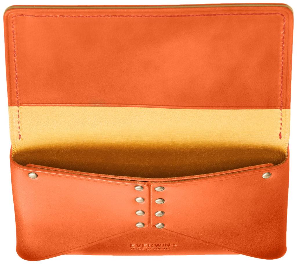 Business Card Holder Folding Business Card Holder Genuine Leather in 22501 Orange [Ebawin] [Made Japan]