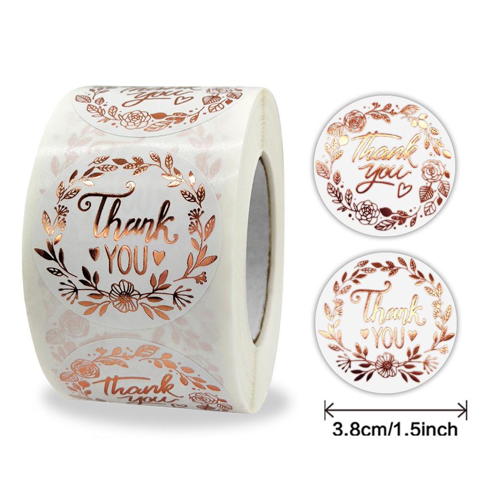 500 Thank You Stickers - Floral Monogram Labels for Gifts, Thanksgiving, Packaging, DIY Crafts (500 PCs)