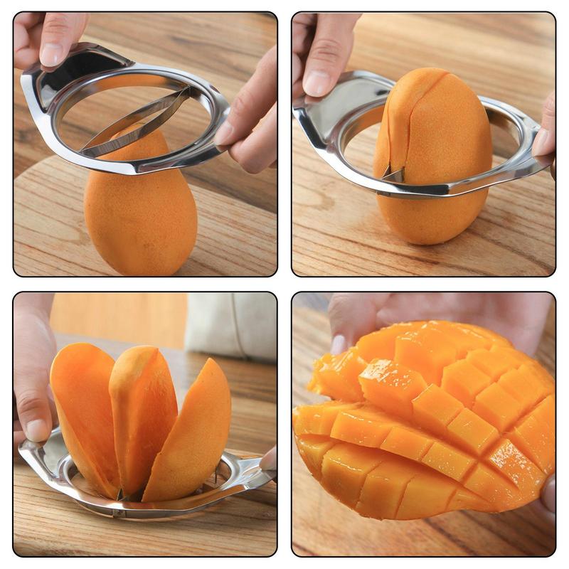 Household Fruit Corer Mango Slicer Mango Peeler Stainless Steel Mango Knife Fruit Cutting Tool Mango Cutter Corer Kitchen Tool
