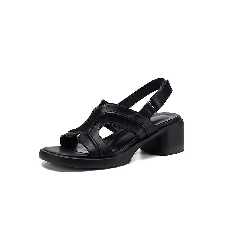 Krazing Pot Microfiber Thick Med Heels Peep Toe Shoes European Design Summer Size 43 Size 42 Platform Women Sandals