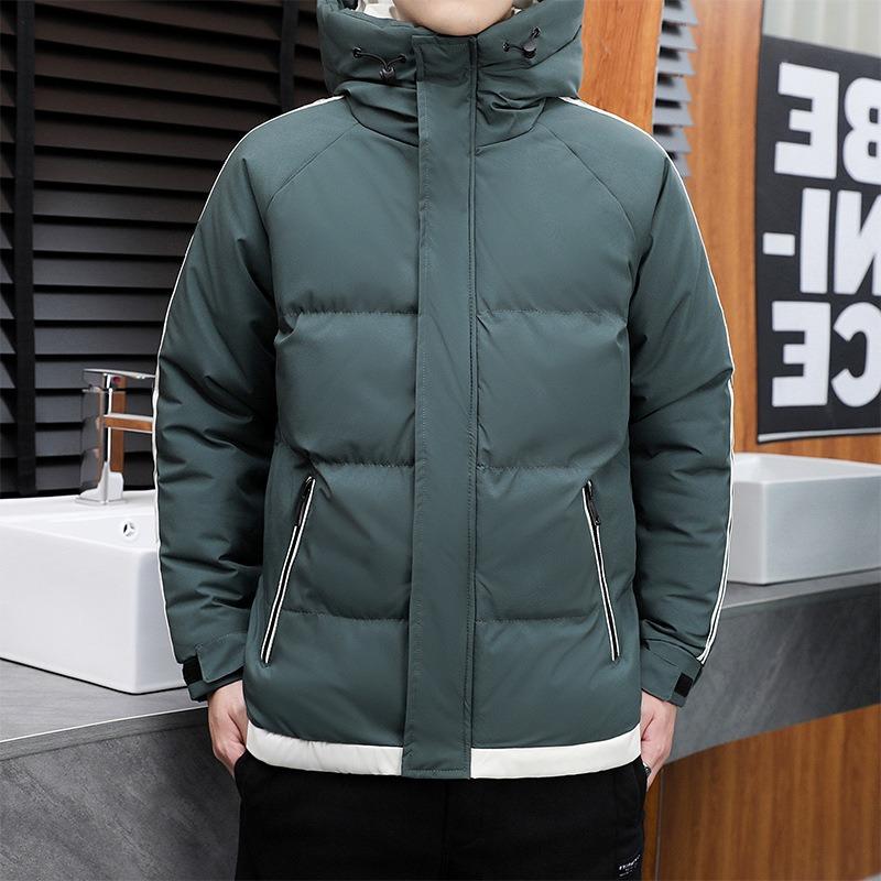 New Trendy Brand Winter Hooded Cotton Clothes Jacket Men's Padded Jacket Thickened Warm Hooded Two Bars