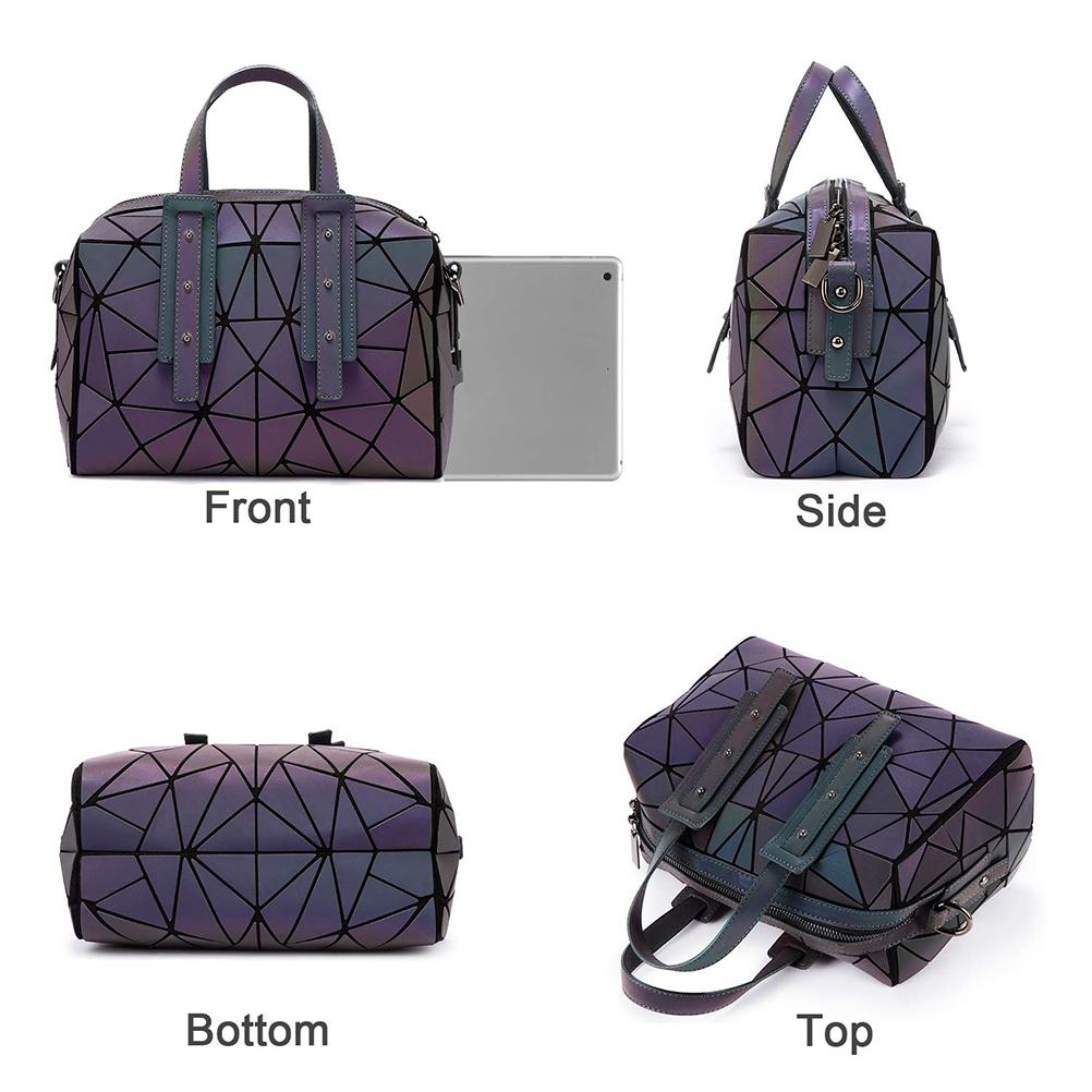 Geometric Luminous Shoulder Bag Reflective Geometric Cross Body Bag PU Bag for Women
