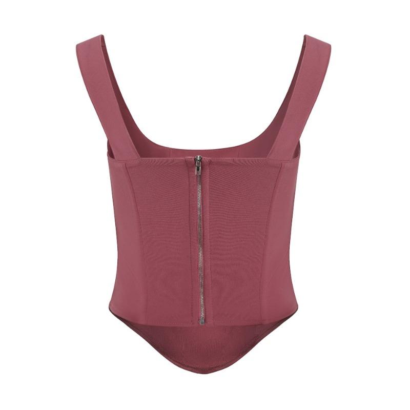 Top Corto Corsetto Bianco da Donna con Scollo Quadrato Bustier Strutturato Spalline Sottili