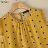 ZANZEA Women Summer Casual Polka Dot Print Loose Sleeveless Tank Tops