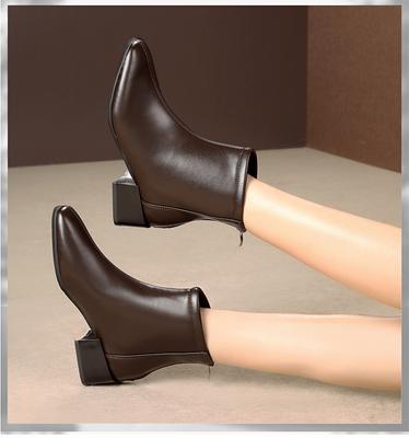 Botas de alta qualidade femininas botas de tornozelo com zíper bico fino calçados salto alto botas femininas sapatos de festa mulheres 2024 novo inverno