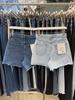Women's European-Style Retro Blue Denim A-line Shorts - High Quality, Loose Fit, Frayed Hem, Wide Leg with Slit