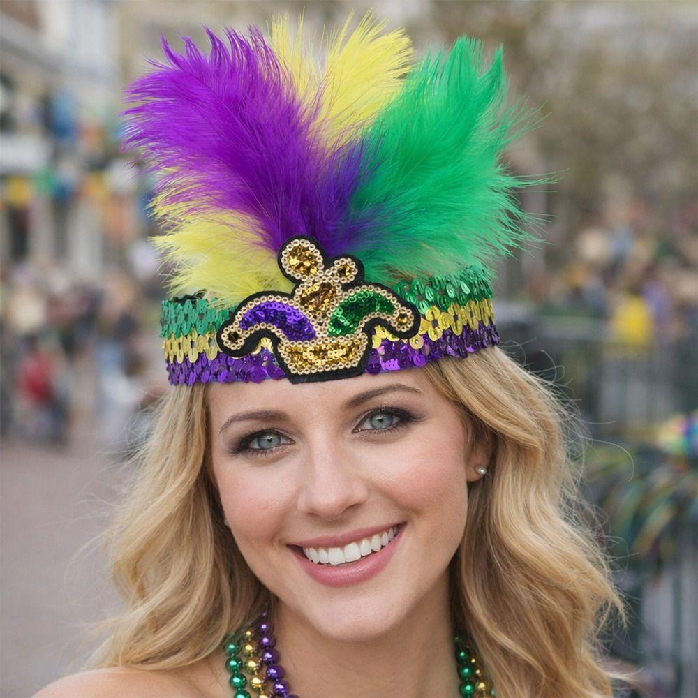 Stage Performance Feather Headband Colorful Feather Headdress Feather Headpiece Carnival Events