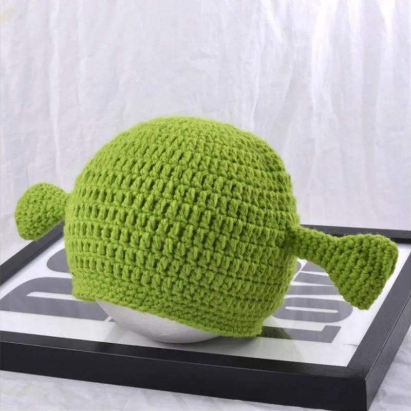 Adorable Gorro de Punto Temático de Goofy Shrek - Calentito, Ultra-Suave y Divertido para el Invierno