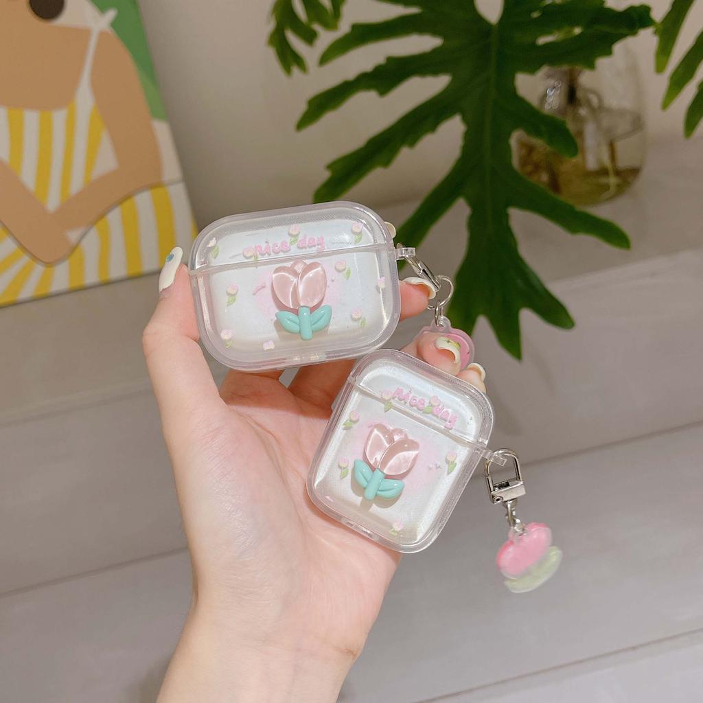 Cartoon 3d Flower Bezdrátová Bluetooth nabíjecí krabička pro Apple Airpods 3 Pro 2nd 2 1 Přívěšek na klíče Roztomilé pouzdro na sluchátka Conque Capa