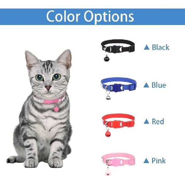 Cat Collar with Rhinestone Bling Cute Bells Leather Cat CollarsAccessories for Pet Collars Ldeal for Girl Cats Male Cats(Black)