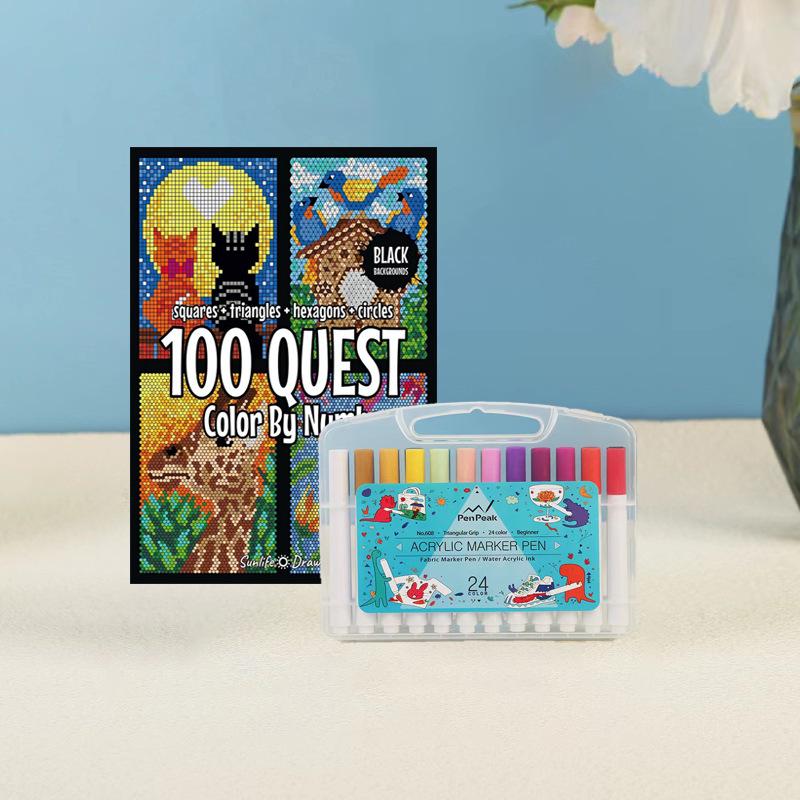 Cross-border Sticker Quest: Adult Color By Number Exploration Activity Book