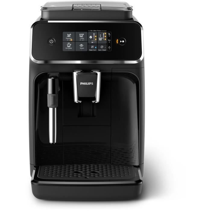 Machine à café Expresso broyeur - PHILIPS - EP2225/10 - Série 2200 - mousseur à lait - 2 cafés - Broyeur céramique - Noir brillant