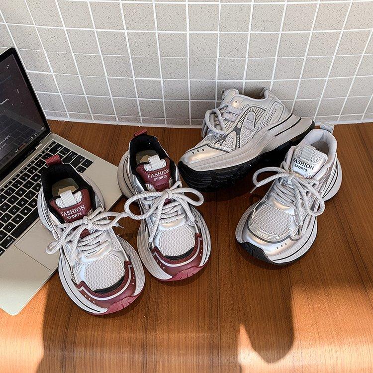 Silver Dad Shoes Women's 2024 New Winter Thick-soled Heightening Soft-soled Sports Casual Shoes Velvet Warm Cotton Shoes