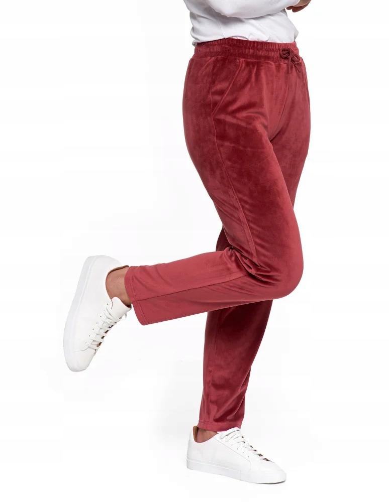 Women's Velvet Pants with High Waist, Straight Leg, Soft MORAJ XL PURPLE