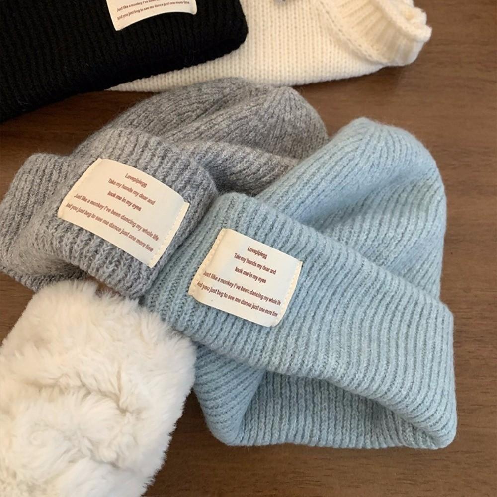 Windproof Beanie Cap Solid Color Crochet Bonnet Hat Fashion Winter Knitted Hat