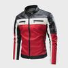 Men's Fashion Patchwork Leather Motorcycle Jacket, Large Size