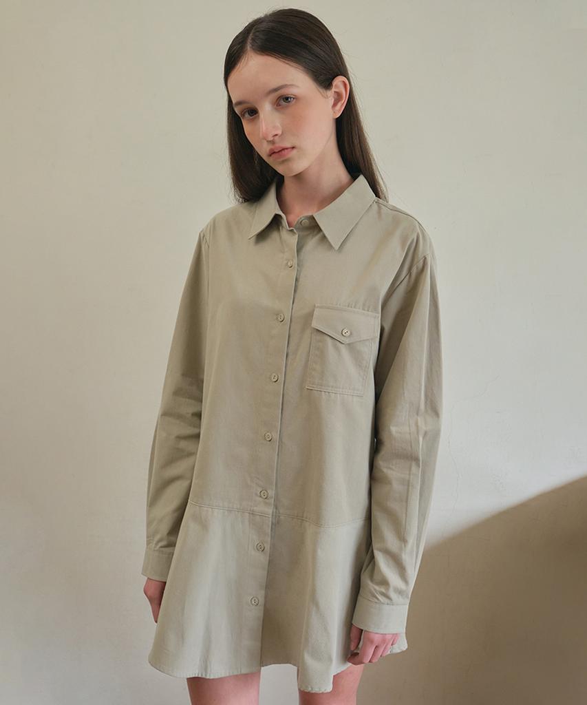 Aueonoseuteljia Sepia Shirts Mini Dress_Beige(O25-Ops04)