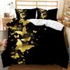 Golden Butterfly Pretty Blue Comfortable Duvet Quilt Cover Pillowcase Bedding Set Children Bedroom Decoration Home Textile
