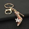Keychain Pendant Sparkling Rhinestones High Heels Charm Key Chain with Lobster Clasp Electroplated Key Holder Bag Accessory