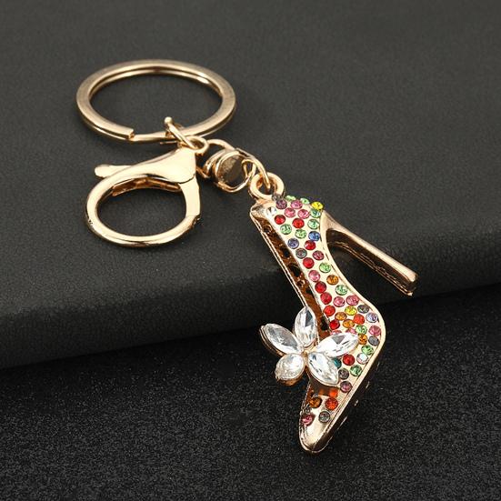 Keychain Pendant Sparkling Rhinestones High Heels Charm Key Chain with Lobster Clasp Electroplated Key Holder Bag Accessory