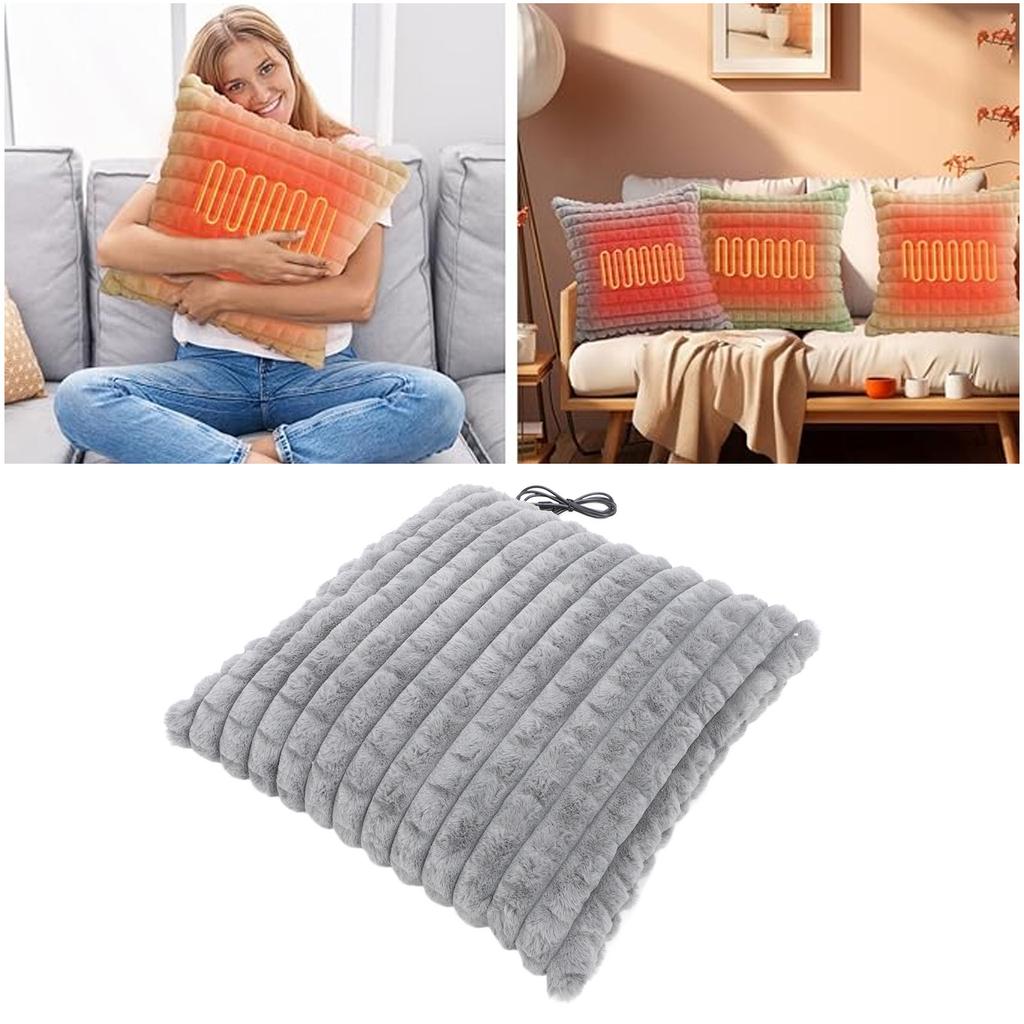 USB Heating Plush Pillow Electric USB Heating Pad Chair Sofa Pillow 5V Heated Back Waist Support Pillow for Home Office