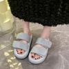 Fashion Glitter Slides Slippers Soft Shoes Woman 2024 Pantofle Rubber Flip Flops Shale Female Beach Low Platform Jelly Comfort Summer Ne