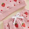 Citgeett Autumn Toddler Girl Fall Outfits Strawberry Print Long Sleeve Sweatshirt Pants Casual Clothes