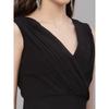 Women Fit and Flare Black Dress Party Western Wear Sleeveless V-neck Long Dress VIF-3122
